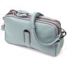 Женская наплечная сумка-кроссбоди из натуральной кожи голубого цвета на два отделения Vintage 2422280 - 1