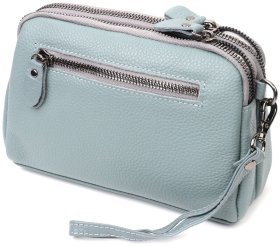 Женская наплечная сумка-кроссбоди из натуральной кожи голубого цвета на два отделения Vintage 2422280