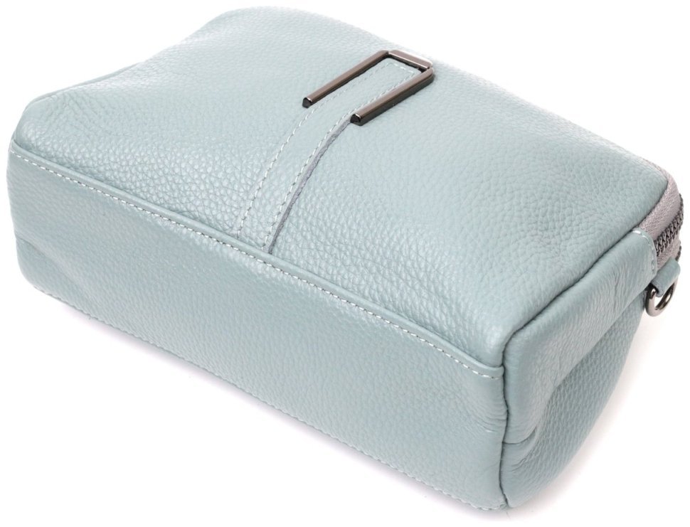 Женская наплечная сумка-кроссбоди из натуральной кожи голубого цвета на два отделения Vintage 2422280