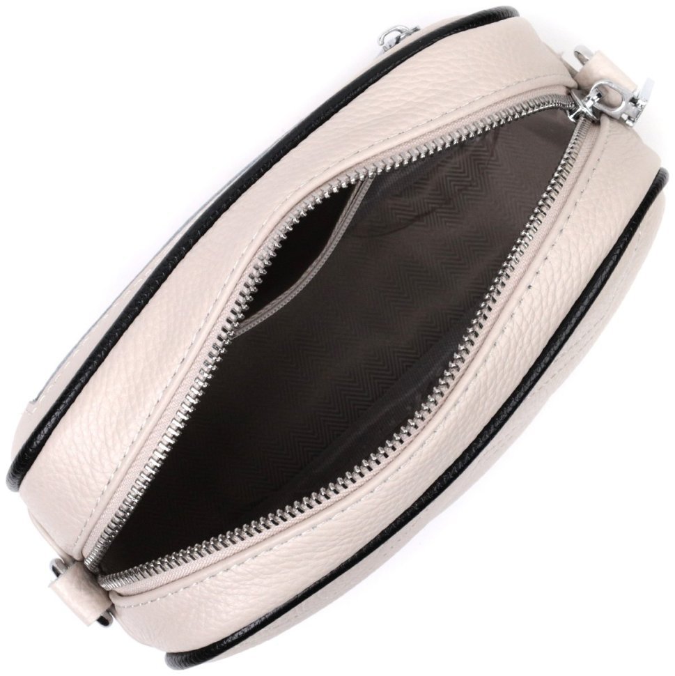 Елегантна жіноча сумка білого кольору з натуральної шкіри на ланцюжку Vintage 2422380