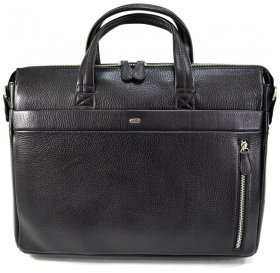 Чорна чоловіча сумка під ноутбук та документи з натуральної шкіри з вираженою фактурою Desisan 80617