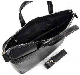 Чорна чоловіча сумка під ноутбук та документи з натуральної шкіри з вираженою фактурою Desisan 80617