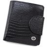Черный женский кошелек из лакированной кожи под рептилию на магните ST Leather 70817 - 1