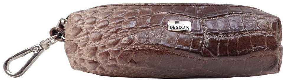 Коричнево-бежевая ключница из натуральной кожи под крокодила Desisan 80917 фото №1 Коричнево-бежевая ключница из натуральной кожи под крокодила Desisan 80917 modnotak фото №1