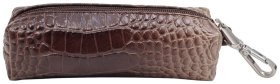 Коричнево-бежевая ключница из натуральной кожи под крокодила Desisan 80917