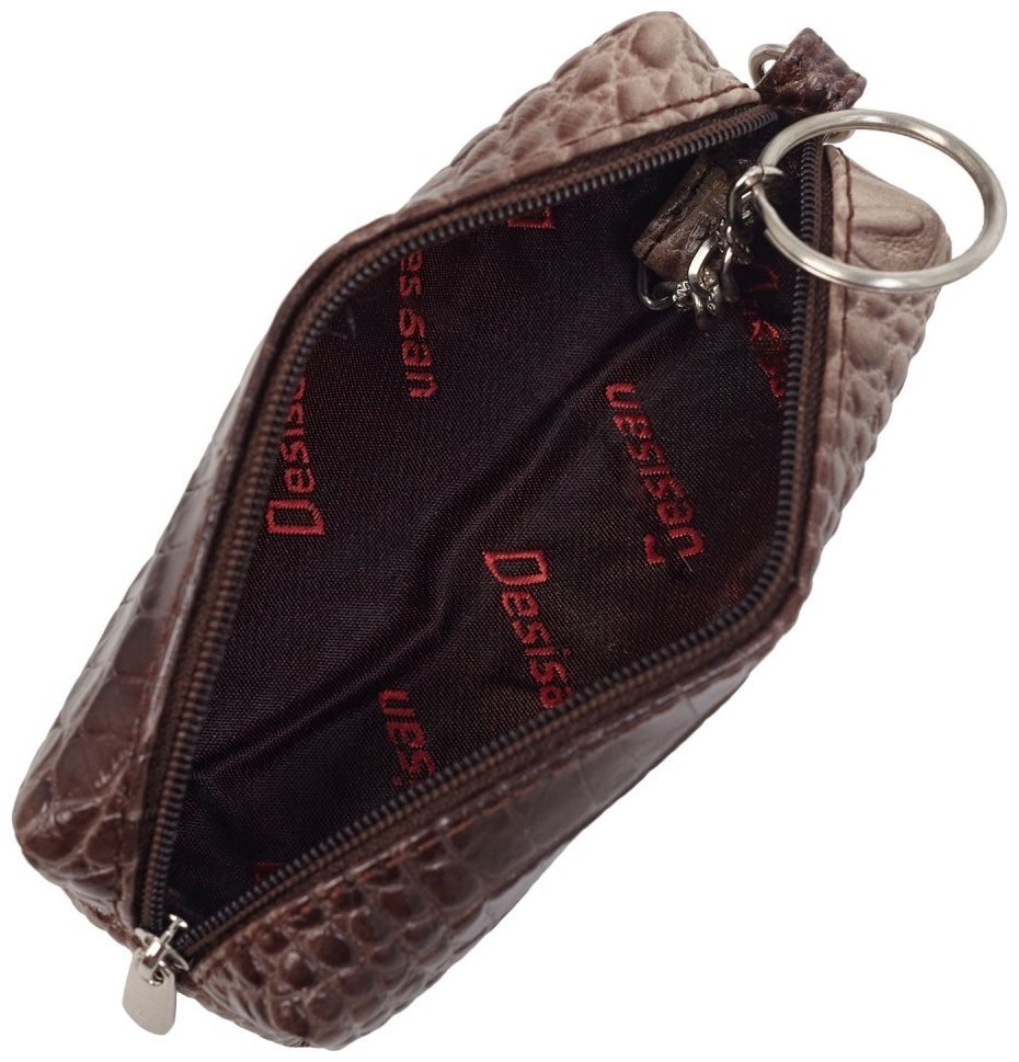 Коричнево-бежевая ключница из натуральной кожи под крокодила Desisan 80917 фото №3 Коричнево-бежевая ключница из натуральной кожи под крокодила Desisan 80917 modnotak фото №3