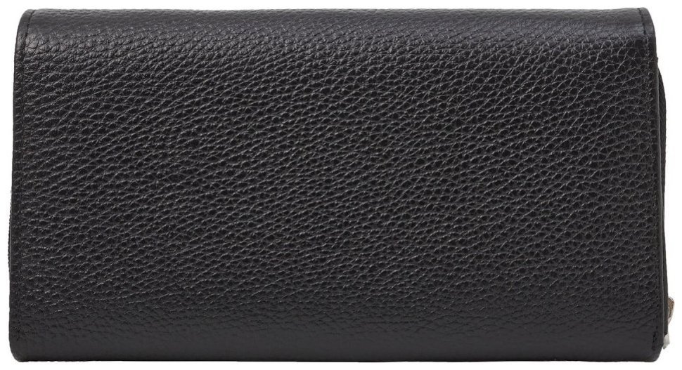 Великий жіночий гаманець із фактурної шкіри чорного кольору з фіксацією на клапан із магнітом Desisan 81117 modnotak фото №2