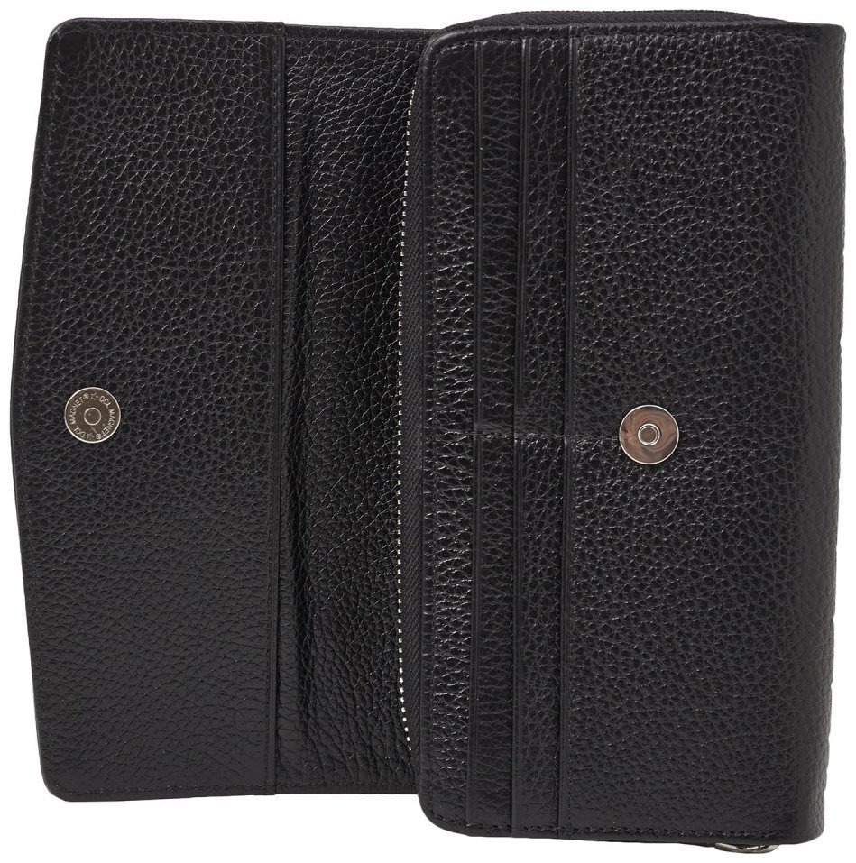 Великий жіночий гаманець із фактурної шкіри чорного кольору з фіксацією на клапан із магнітом Desisan 81117 modnotak фото №3