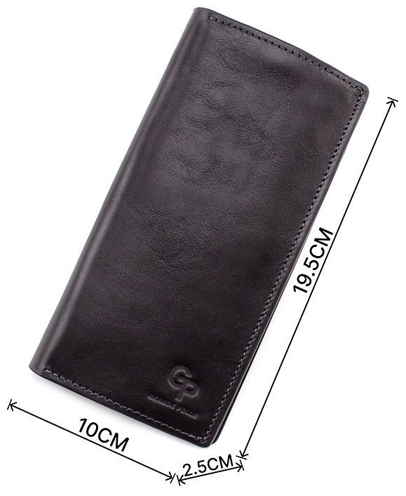 Глянцевий шкіряний купюрник чорного кольору Grande Pelle (13085) modnotak фото №3