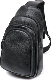 Мужская повседневная черная сумка-рюкзак из кожи флотар Vintage (20684)
