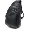 Чоловіча повсякденна чорна сумка-рюкзак зі шкіри флотар Vintage (20684) - 1