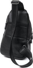 Мужская повседневная черная сумка-рюкзак из кожи флотар Vintage (20684)