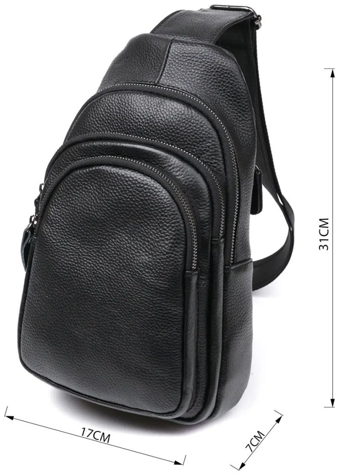 Чоловіча повсякденна чорна сумка-рюкзак зі шкіри флотар Vintage (20684)