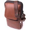 Светло-коричневая маленькая мужская сумка из фактурной кожи на пояс или на плечо Vintage 2422565 - 1