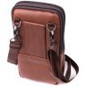 Светло-коричневая маленькая мужская сумка из фактурной кожи на пояс или на плечо Vintage 2422565 - 2