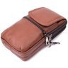 Светло-коричневая маленькая мужская сумка из фактурной кожи на пояс или на плечо Vintage 2422565 - 3