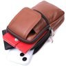 Светло-коричневая маленькая мужская сумка из фактурной кожи на пояс или на плечо Vintage 2422565 - 5