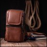 Светло-коричневая маленькая мужская сумка из фактурной кожи на пояс или на плечо Vintage 2422565 - 6