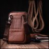 Светло-коричневая маленькая мужская сумка из фактурной кожи на пояс или на плечо Vintage 2422565 - 7