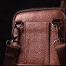 Светло-коричневая маленькая мужская сумка из фактурной кожи на пояс или на плечо Vintage 2422565 - 8