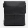 Чоловіча шкіряна плечова сумка-планшет чорного кольору із клапаном Keizer 71517 - 2