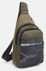 Мужской текстильный слинг-рюкзак в цвете хаки с принтом Monsen 71617