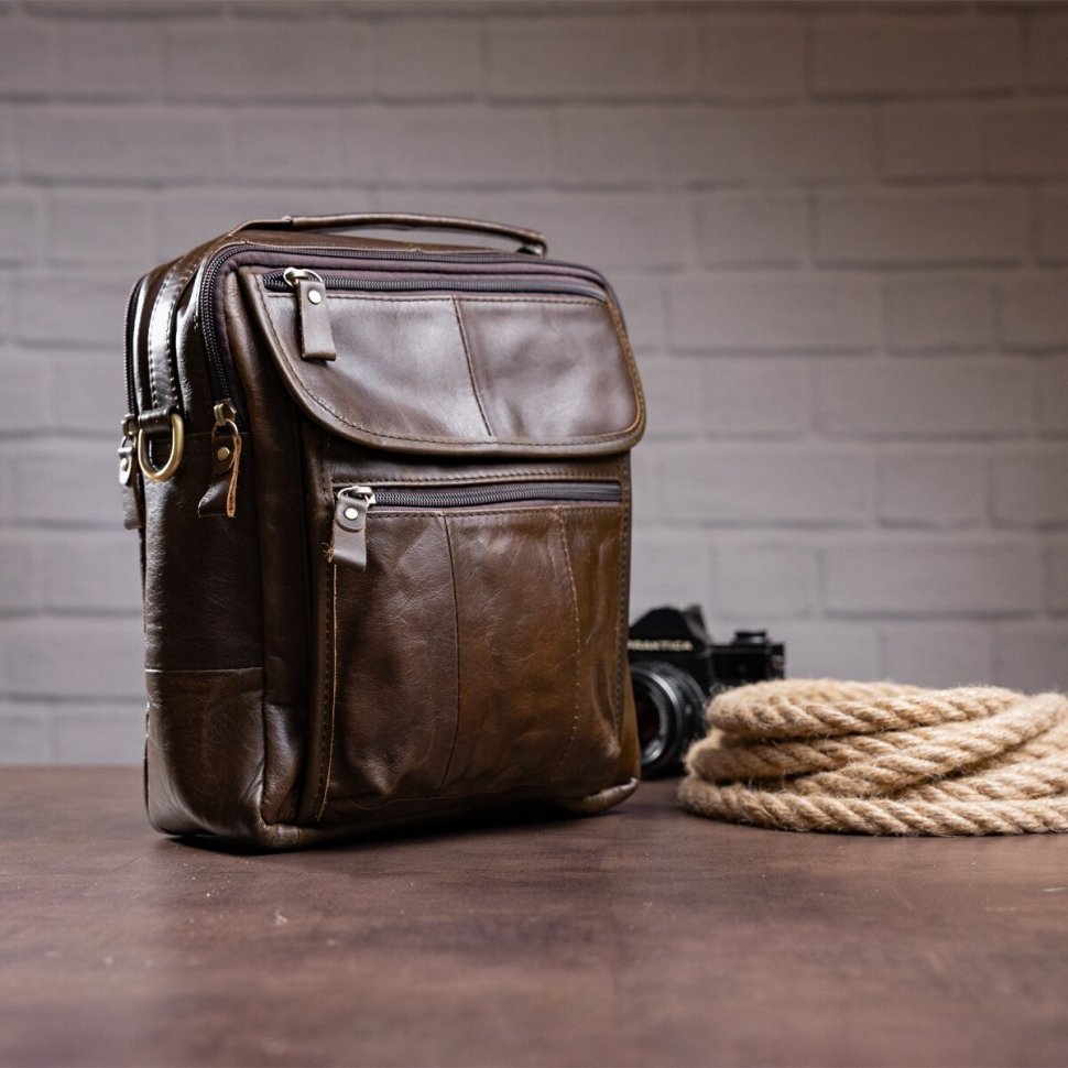 Удобная кожаная мужская сумка вертикального типа VINTAGE STYLE (14764) modnotak фото №9