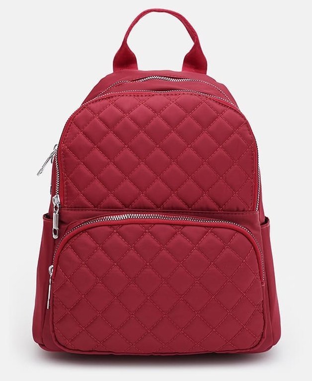 Яркий стеганый женский рюкзак из красного текстиля Monsen 71817
