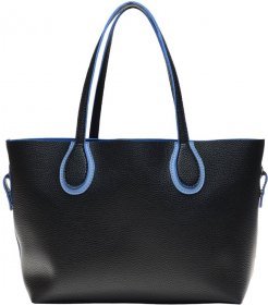 Стильна жіноча сумка-шоппер з еко-шкіри чорно-синього кольору Monsen (15677)