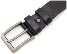 Супер-длинный итальянский мужской кожаный ремень батал до 150 см Gherardini 40832 (черный)