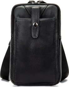 Кожаная небольшая мужская сумка черного цвета VINTAGE STYLE (14811)