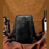 Кожаная небольшая мужская сумка черного цвета VINTAGE STYLE (14811) - 8