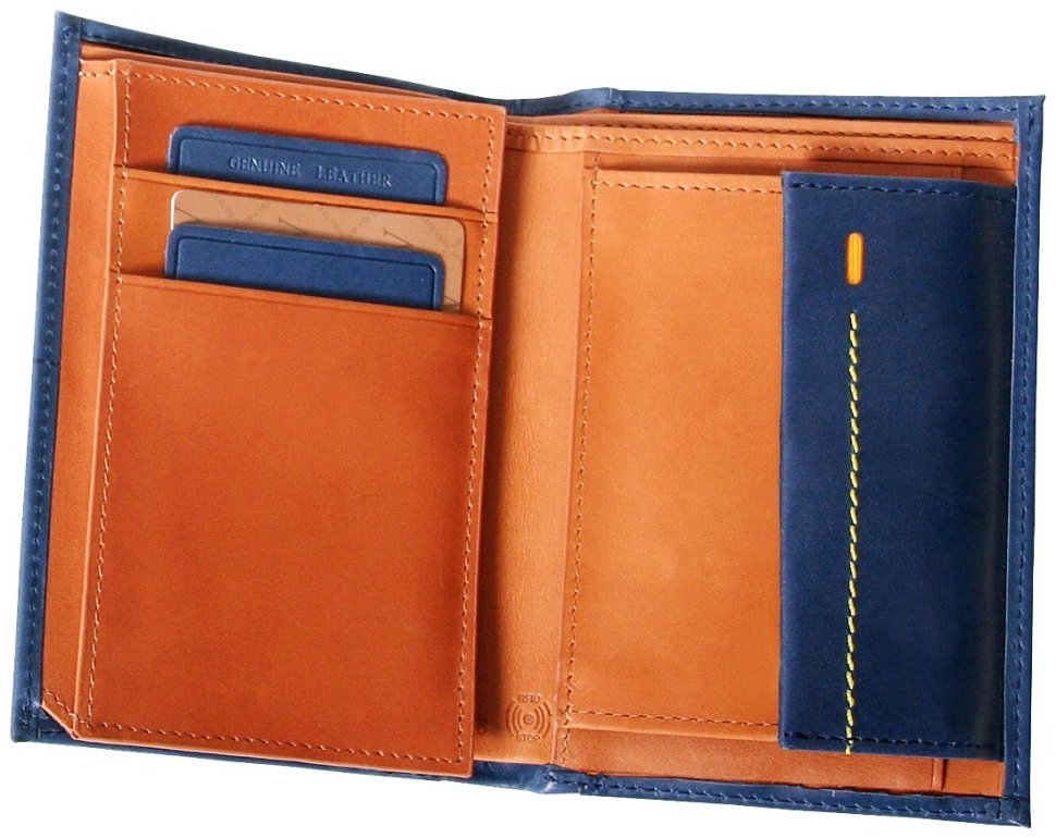 Чоловіче шкіряне портмоне з відділенням для документів Beverly Hills синього кольору Vip Collection 102517 фото №4 Чоловіче шкіряне портмоне з відділенням для документів Beverly Hills синього кольору Vip Collection 102517 modnotak фото №4