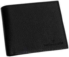 Портмоне без фіксації з натуральної зернистої шкіри Vip Collection 102617 (чорне)