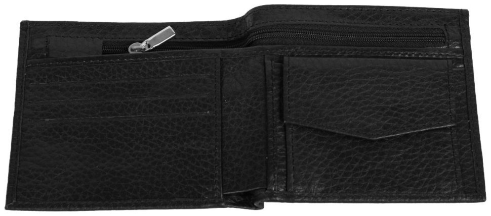 Портмоне без фіксації з натуральної зернистої шкіри Vip Collection 102617 (чорне) modnotak фото №2