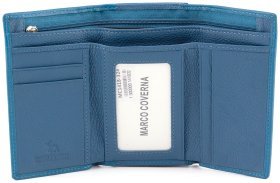 Синій гаманець з натуральної шкіри з монетницьою Marco Coverna (16882)