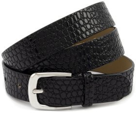 Ремінь жіночий з лакової шкіри з фактурою під рептилію Remar 30122 чорний