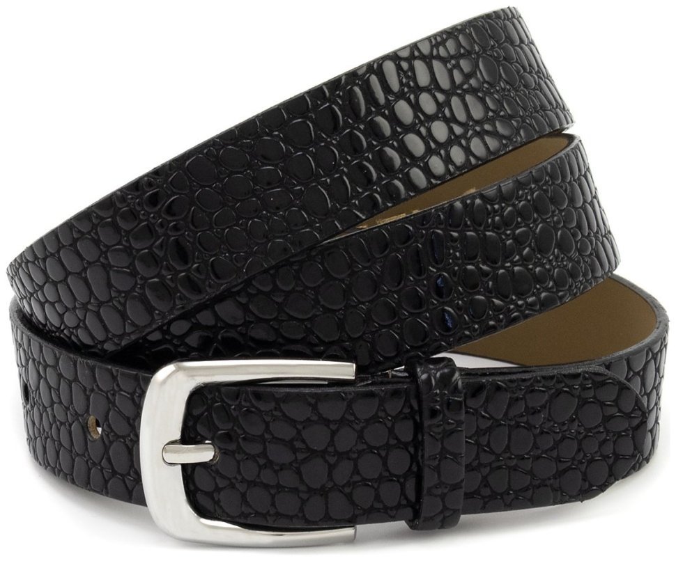 Женский ремень из лаковой кожи с фактурой под рептилию Remar 30122 черный фото №1 Женский ремень из лаковой кожи с фактурой под рептилию Remar 30122 черный modnotak фото №1