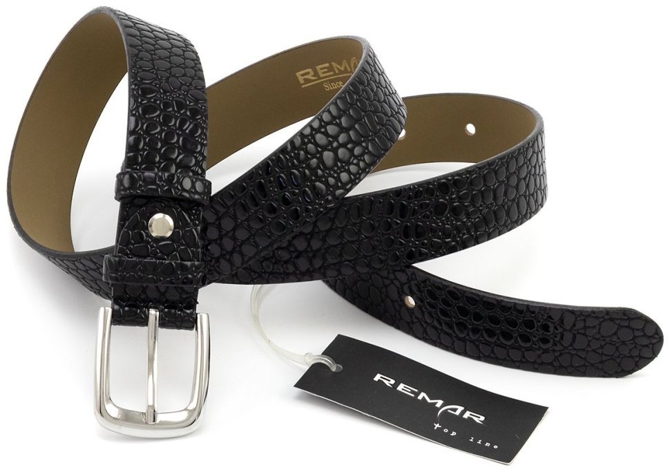 Женский ремень из лаковой кожи с фактурой под рептилию Remar 30122 черный фото №3 Женский ремень из лаковой кожи с фактурой под рептилию Remar 30122 черный modnotak фото №3