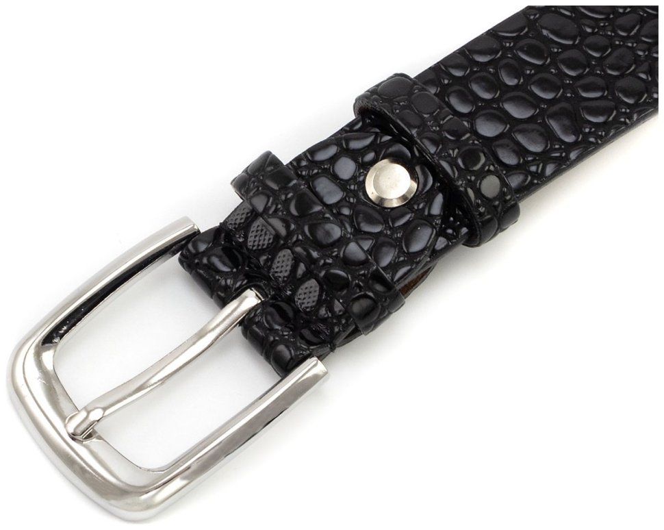 Женский ремень из лаковой кожи с фактурой под рептилию Remar 30122 черный фото №2 Женский ремень из лаковой кожи с фактурой под рептилию Remar 30122 черный modnotak фото №2