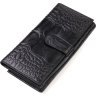 Чорний довгий жіночий гаманець з натуральної шкіри під крокодила CANPELLINI (2421853) - 2