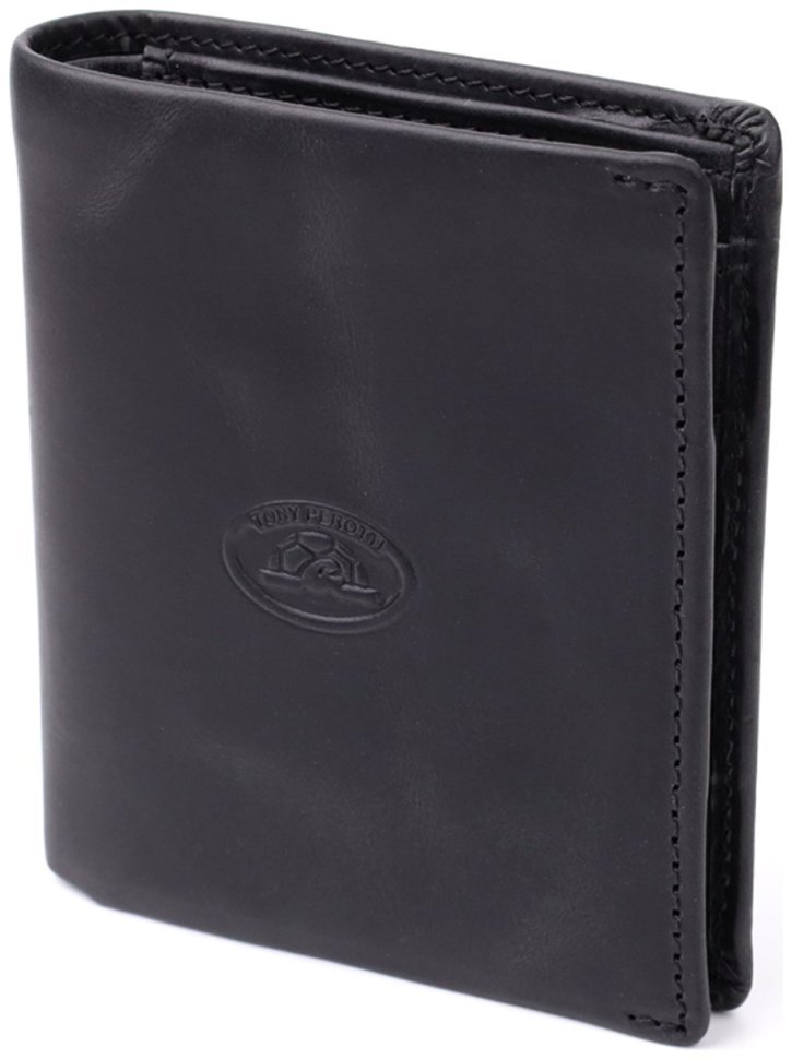 Мужское вертикальное портмоне из черной матовой натуральной винтажной кожи Tony Perotti Италия 103317 фото №1 Мужское вертикальное портмоне из черной матовой натуральной винтажной кожи Tony Perotti Италия 103317 modnotak фото №1