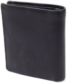 Мужское вертикальное портмоне из черной матовой натуральной винтажной кожи Tony Perotti Италия 103317