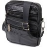 Удобная мужская сумка на пояс из натуральной кожи черного цвета Vintage (2421483) - 1