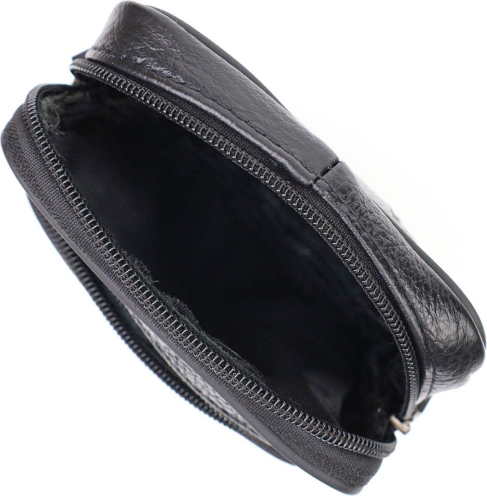 Зручна чоловіча сумка на пояс із натуральної шкіри чорного кольору Vintage (2421483)