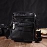 Удобная мужская сумка на пояс из натуральной кожи черного цвета Vintage (2421483) - 6