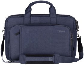 Большая бизнес сумка с отделением для ноутбука до 15" через плечо Tucano Flash синего цвета 103517