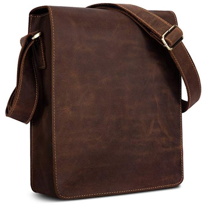 Мужская каркасная сумка-планшет из винтажной кожи коричневого цвета Tiding Bag (15904)