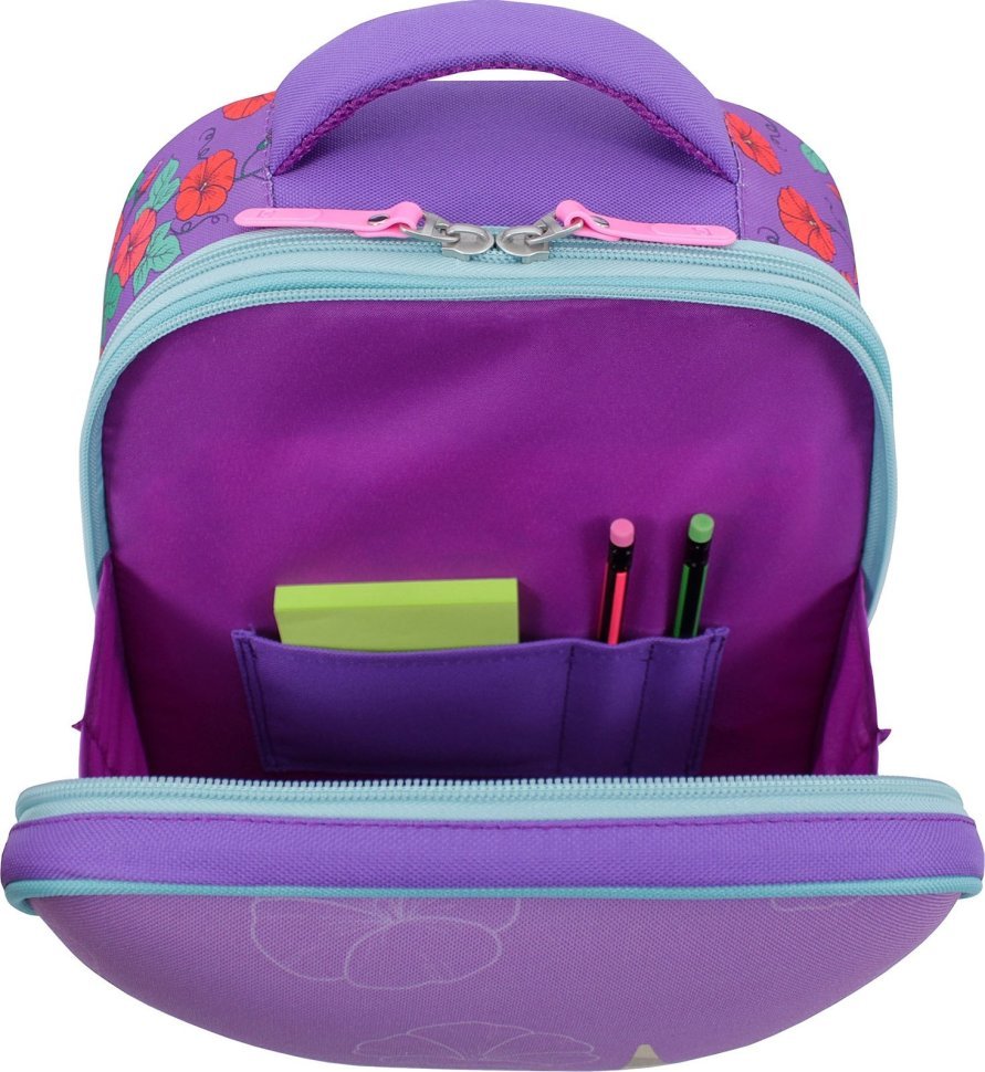 Фиолетовый текстильный школьный рюкзак для девочек с единорогом Bagland (53817)