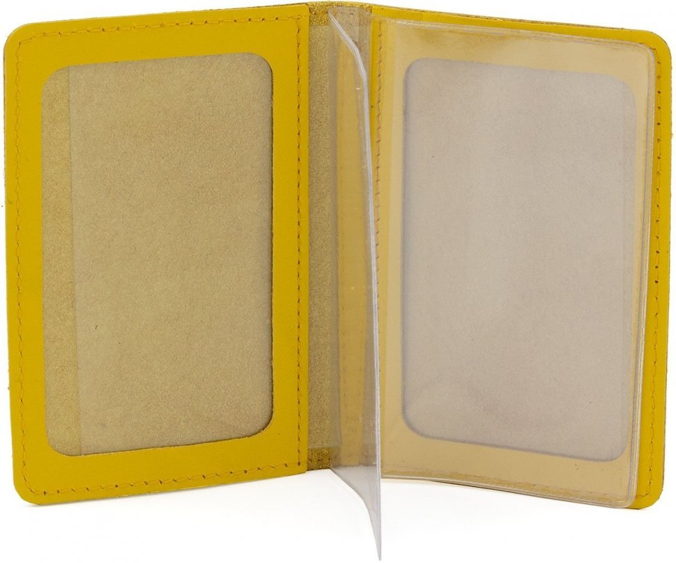 Жіноча шкіряна обкладинка під ID-паспорт і права жовтого кольору ST Leather (16891)
